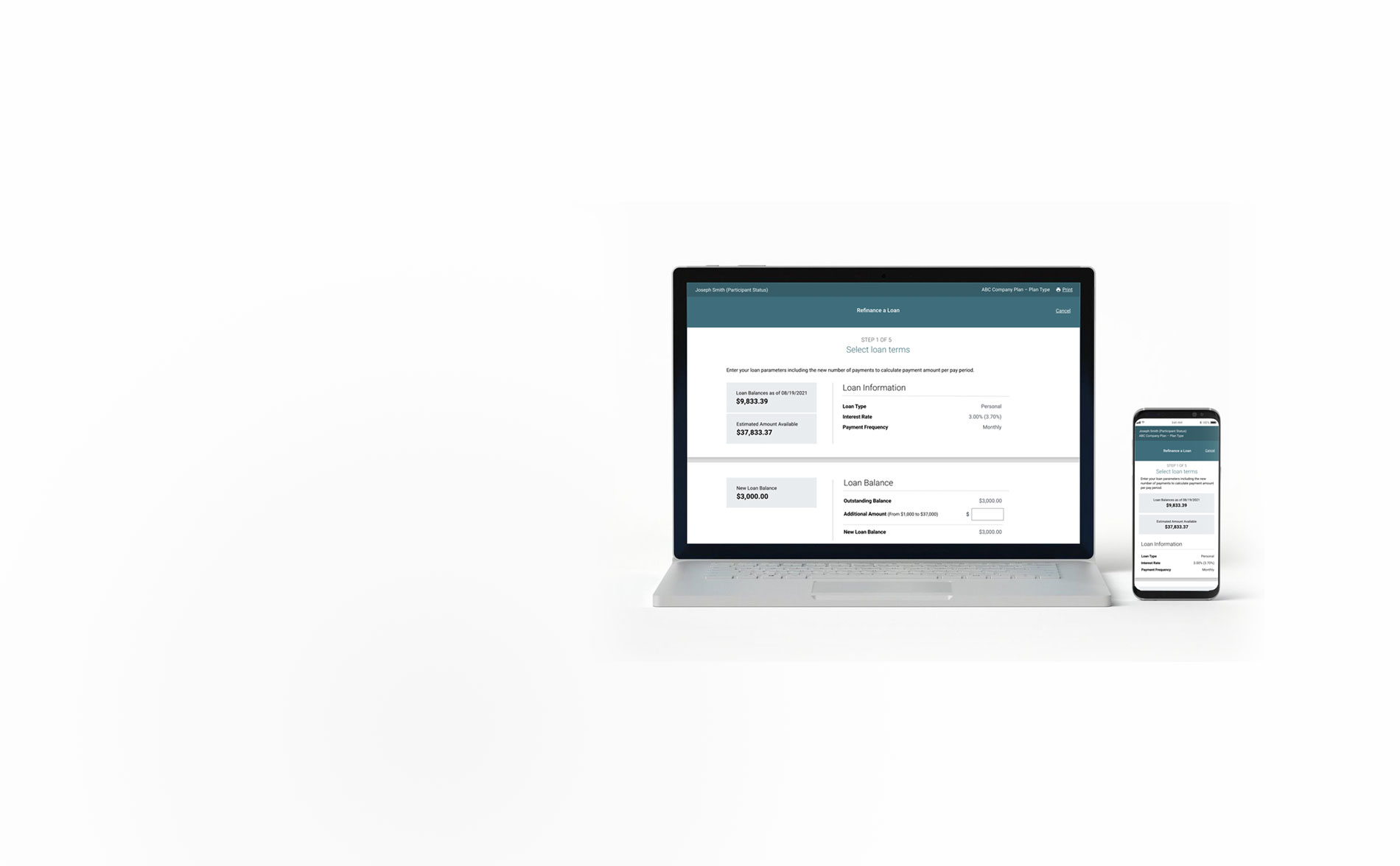 image of a desktop app called TRAC® Loans as well as a mobile app